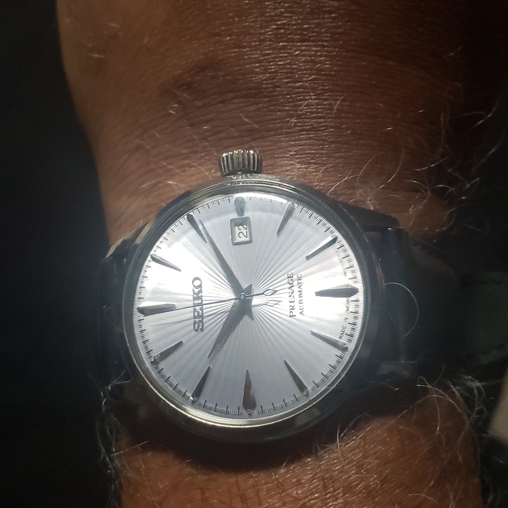 Men's Automatic Presage Black Leather Strap Watch